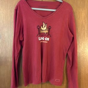 Life Is Good Crusher Tee.Women Lge.Long Sleeved. V-Neck.100% cotton.